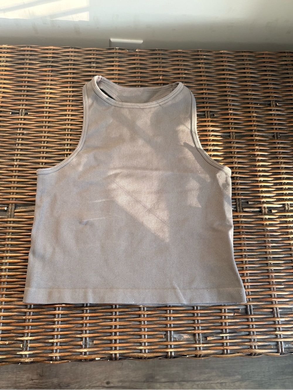 Free People Ribbed Cropped Tank Top - Taupe Gray
